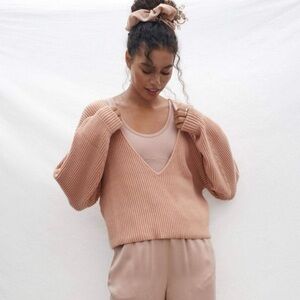 Lunya Cozy Cotton Silk Reversible Ribbed Pullover Sweater